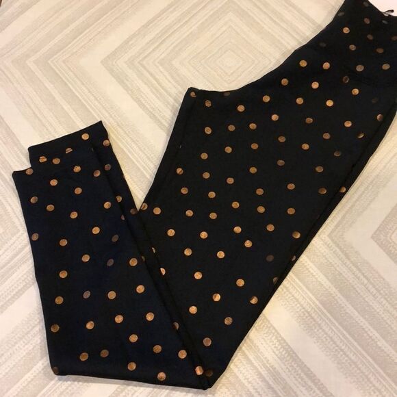 Beach Riot Black Leggings w. Rose Gold Polka Dots, Size M - Picture 1 of 5